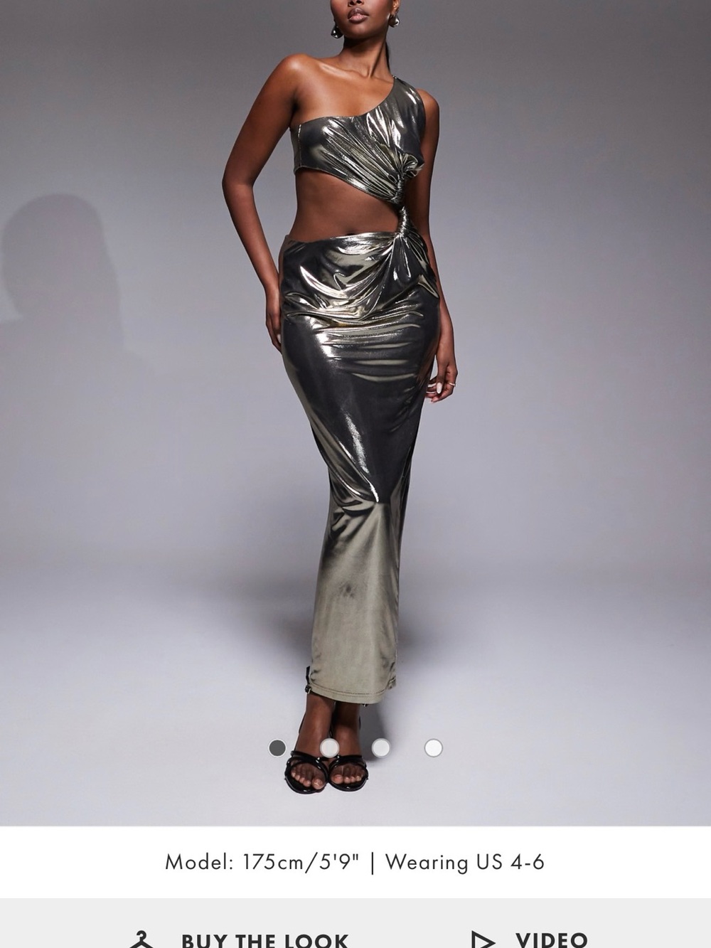 NWT! JLUXLABEL Metallic One-Shoulder Cutout Maxi Dress - Silver
